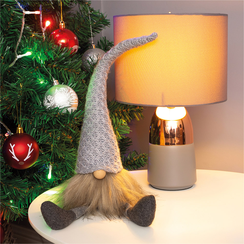 St Helens Grey Hat Fabric Santa Gonk Christmas Decoration Image 5