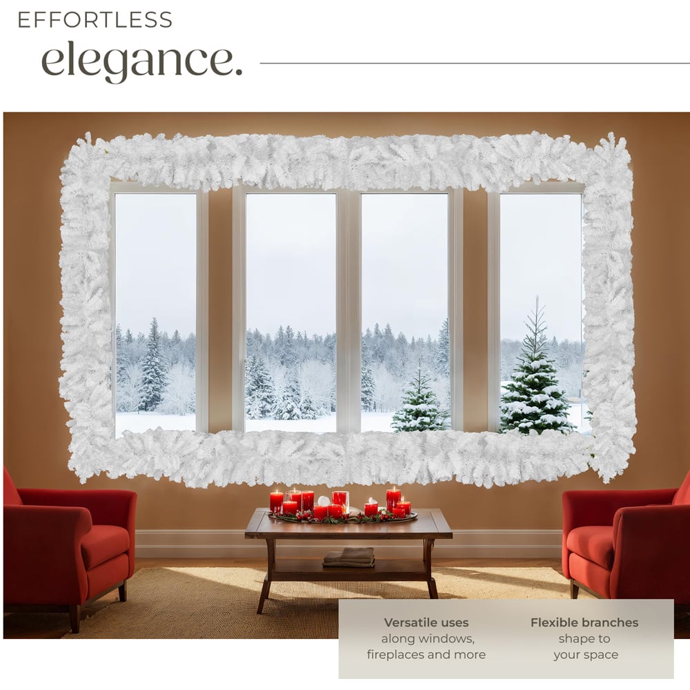 tectake White Lifelike Artificial Christmas Garland 2.7m Image 3