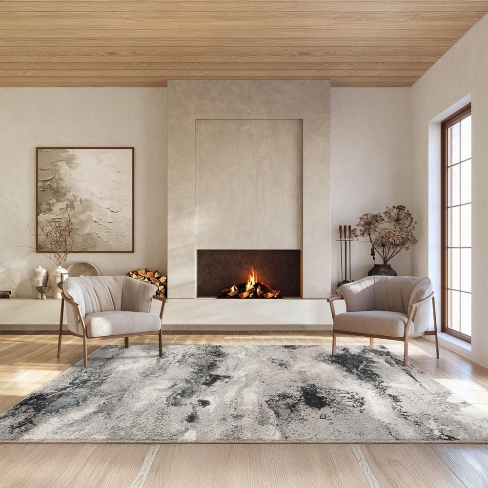 Desire Rugs Elysium Modern Abstract Action Metallic Mist Grey Rug 200 x 290cm Image 5