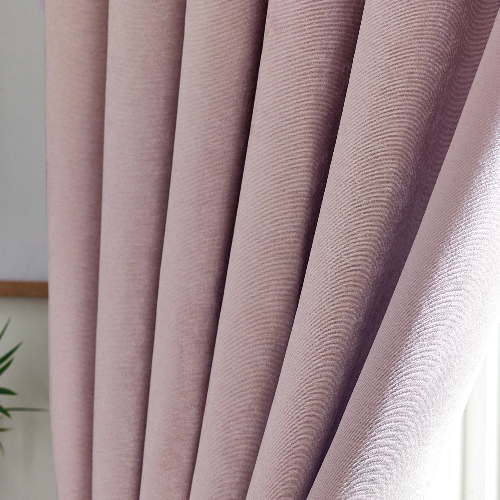 Alan Symonds Pink Chenille Blackout Ring Top Eyelet Curtains 168 x 183cm Image 3