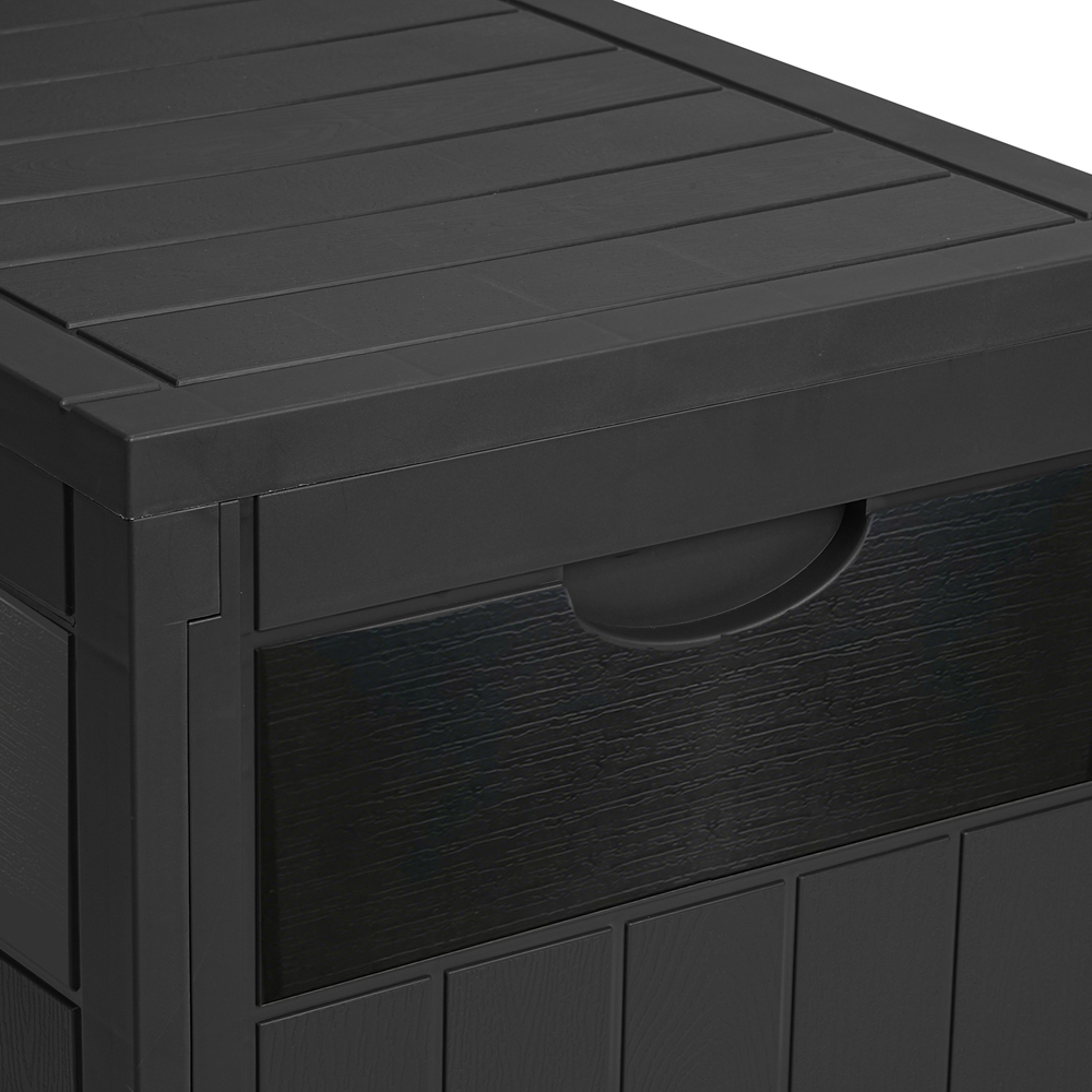Living and Home Black Waterproof Wood-Grain Texture Storage Box 126L Image 3
