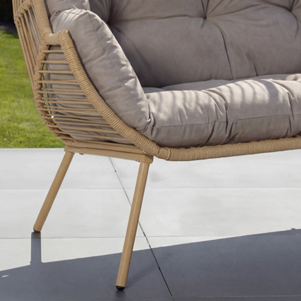 Artemis Home Cocona 2 Seater Light Brown Rattan Standing Egg Chair with Canopy Image 2