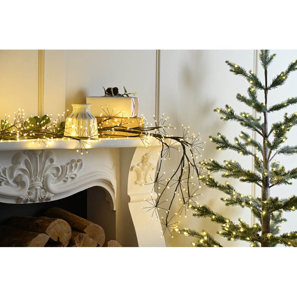 Festive Warm White LED Microdot Black Branch Christmas Garland 180cm Image 2
