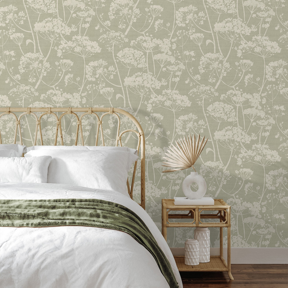 Grandeco Cow Parsley Organic Foliage Trail Green Wallpaper Image 2