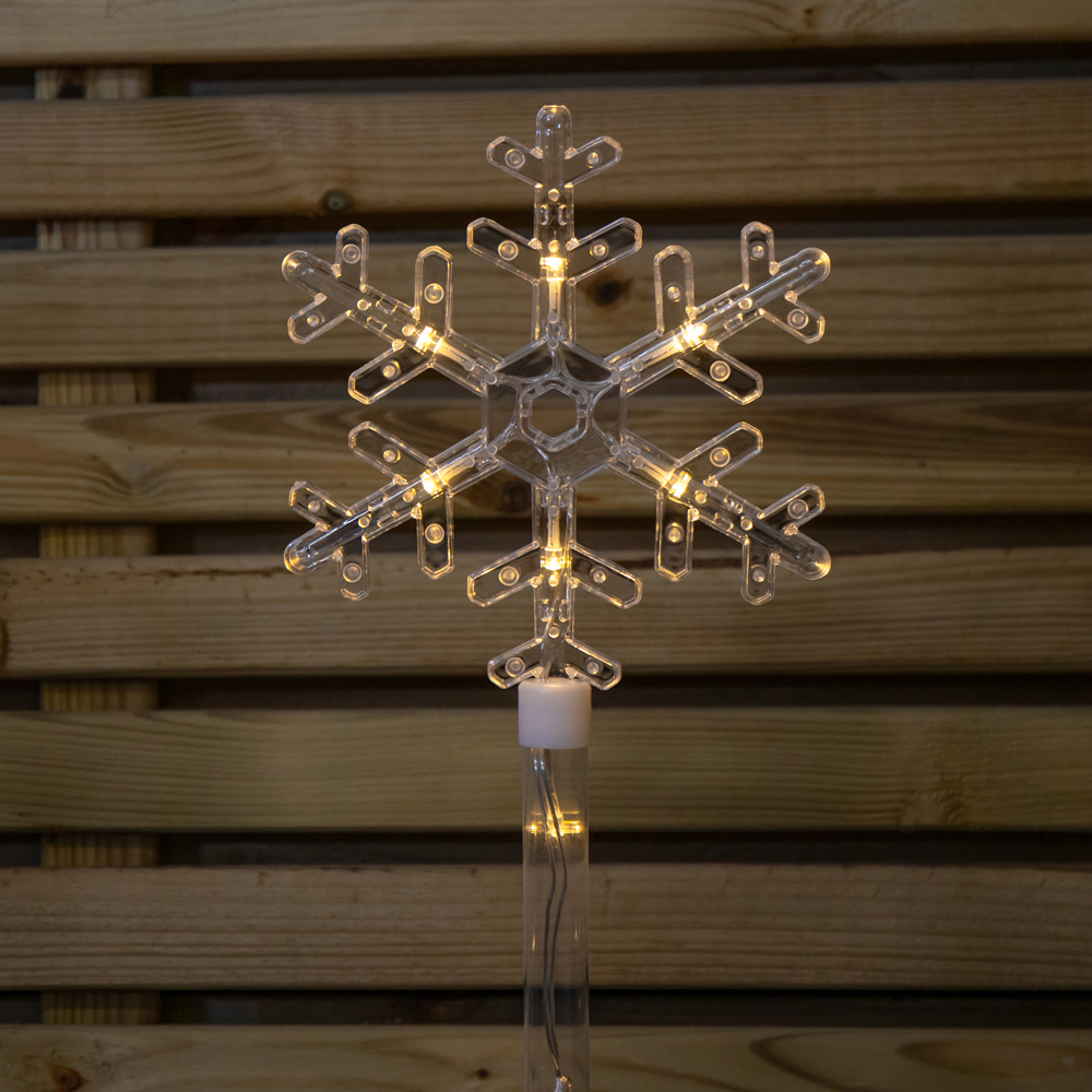 Samuel Alexander 4 Piece 40 Warm White LED Crystal Snowflake Christmas Path Light Set Image 4