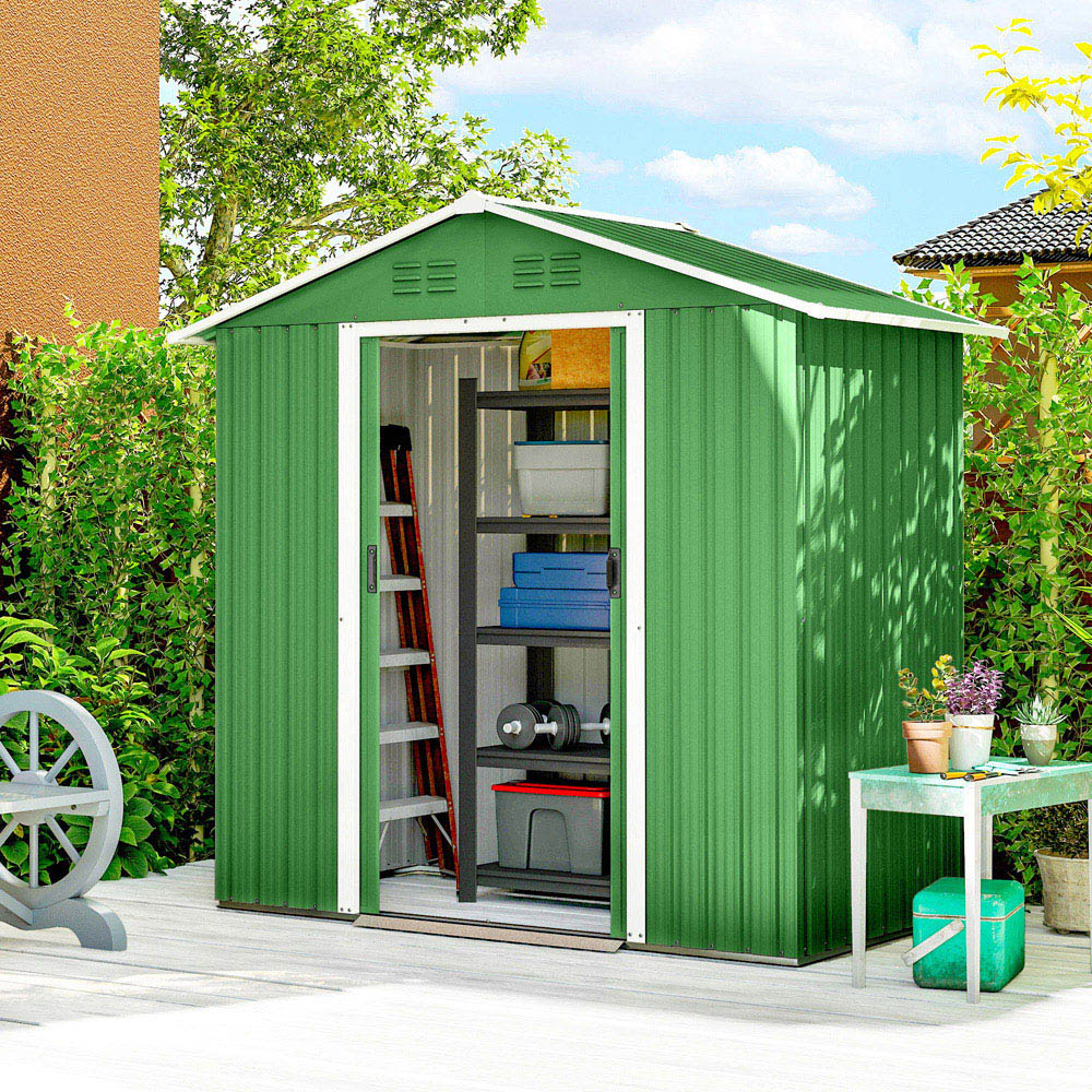 Outsunny 6 x 3.2ft Green Galvanised Steel Garden Storage Shed Image 2