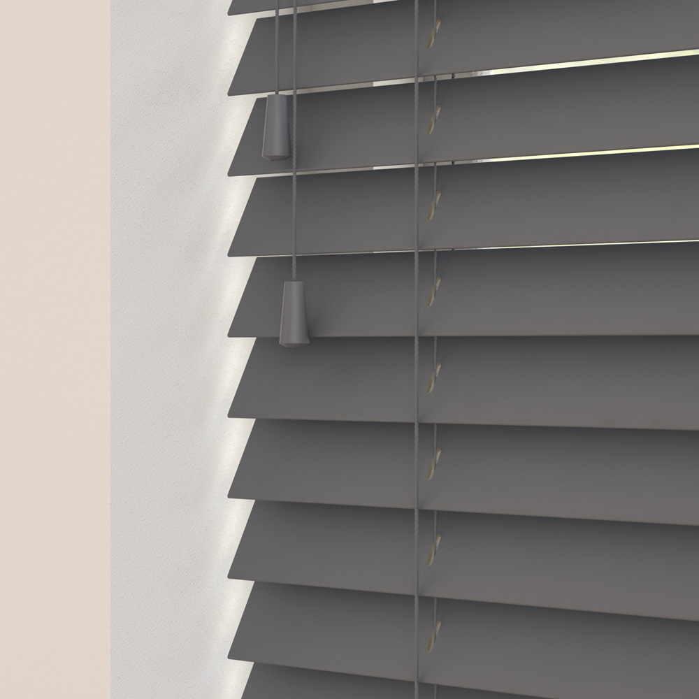 Caecus Real Wood String Venetian Blind Dark Grey 210 x 160cm Image 1