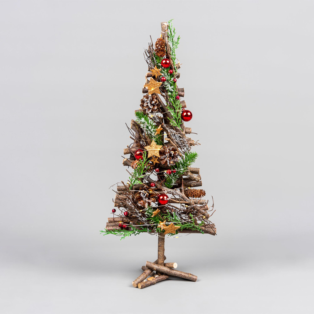 Shatchi Red and Brown LED Twig Wood Christmas Tree 50cm Image 4