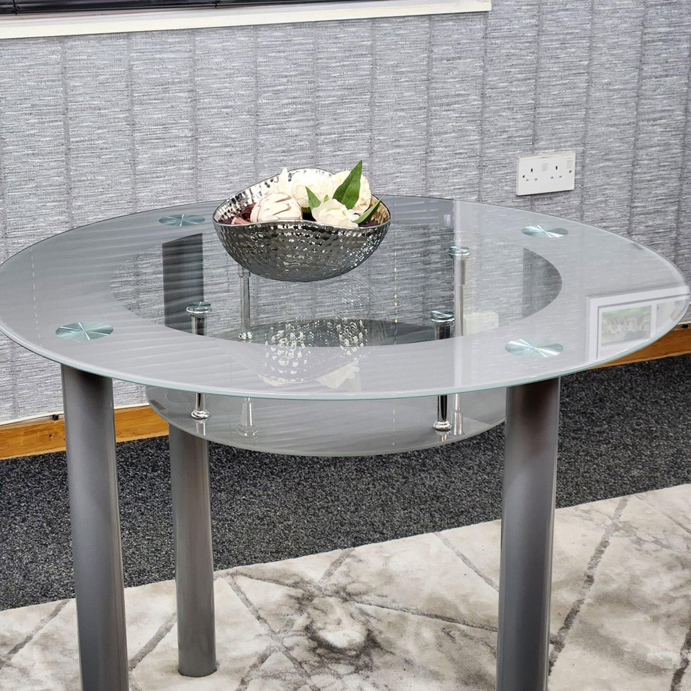 Kosy Koala 4 Seater Grey Glass Round Dining Table Image 5