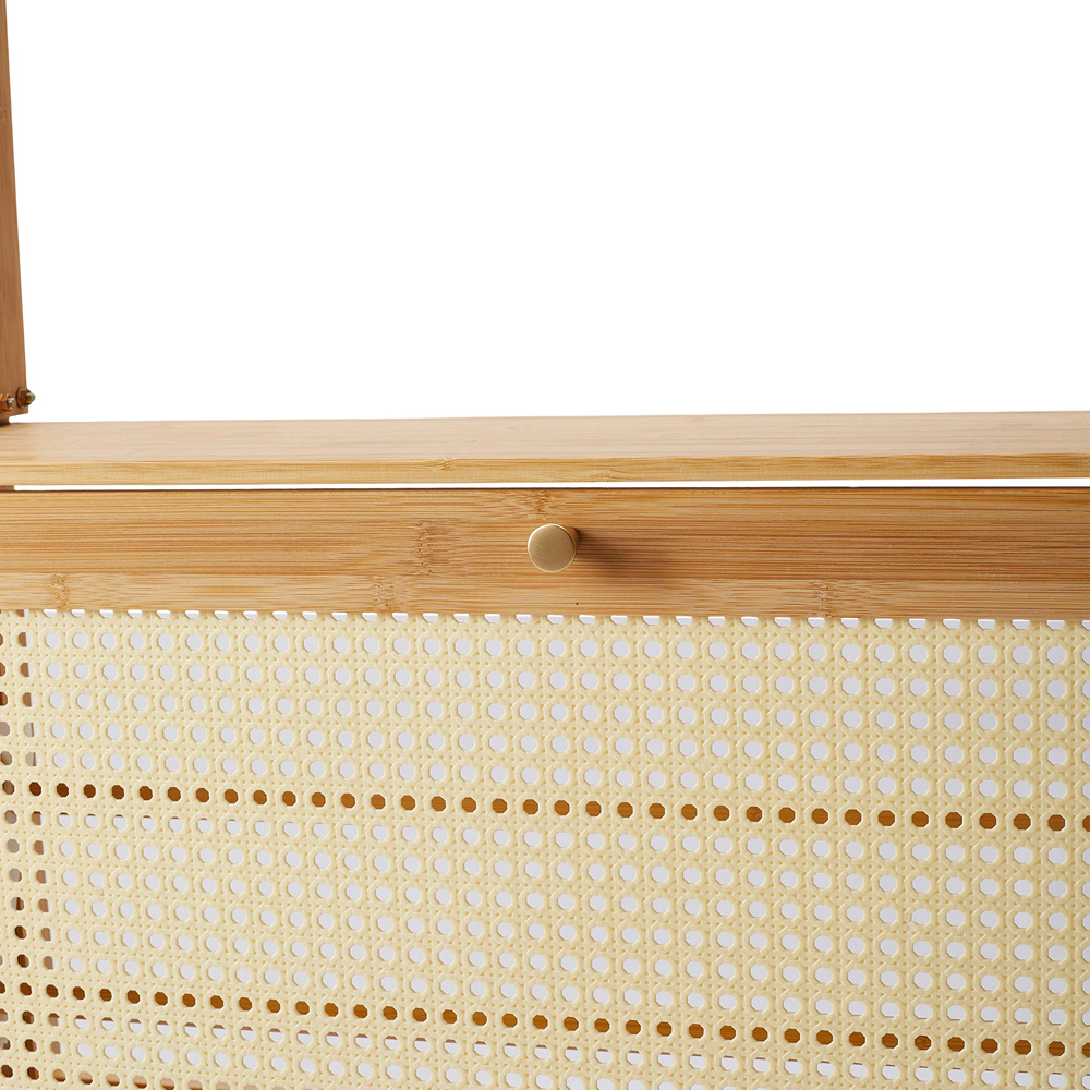 Living and Home 2 Flip Down Drawer Natural Bamboo Shoe Cabinet with 8 Hooks Image 5