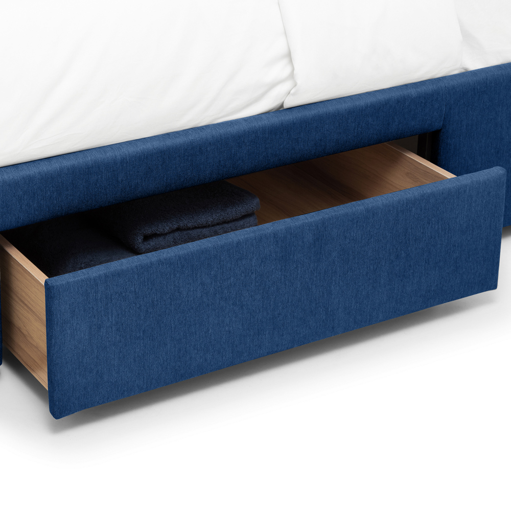 Julian Bowen Fullerton Super King Blue Linen Bed Frame with Underbed Drawers Image 6