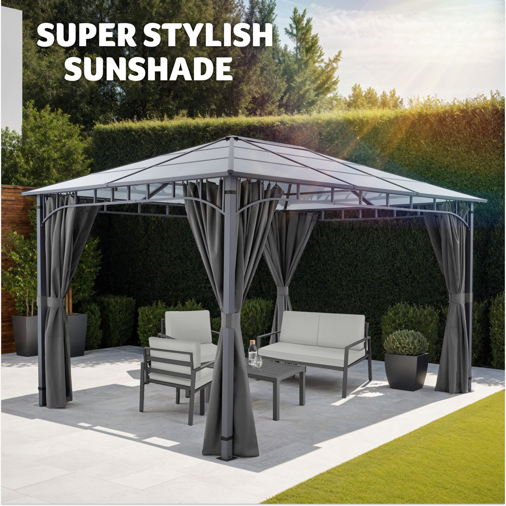 tectake Caracas 4 x 4m Translucent Roof Gazebo with 4 Side Panels Image 8