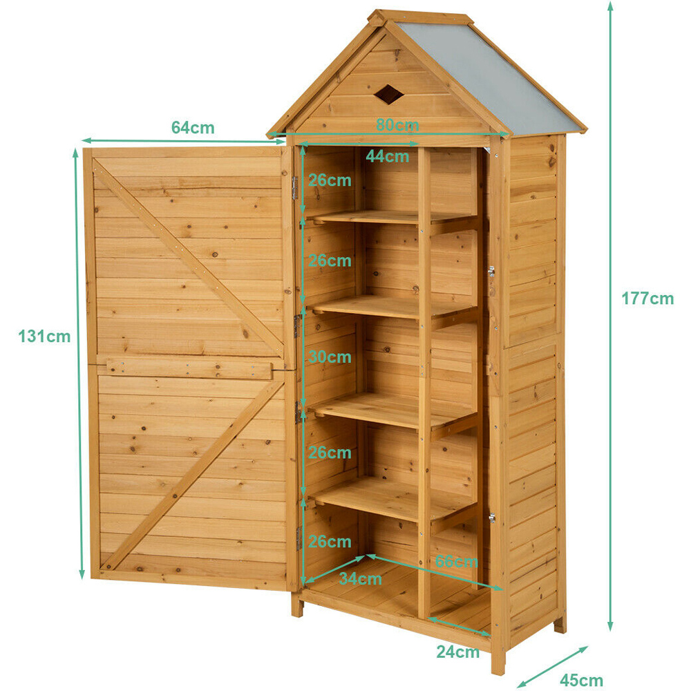 Costway 5.8 x 2.6ft Wooden Lockable Garden Shed Image 9