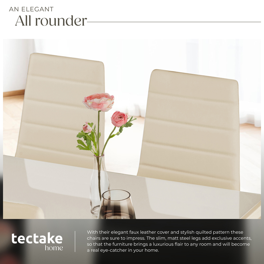 tectake Set of 8 Beige High Backrest Padded Dining Chair Image 7