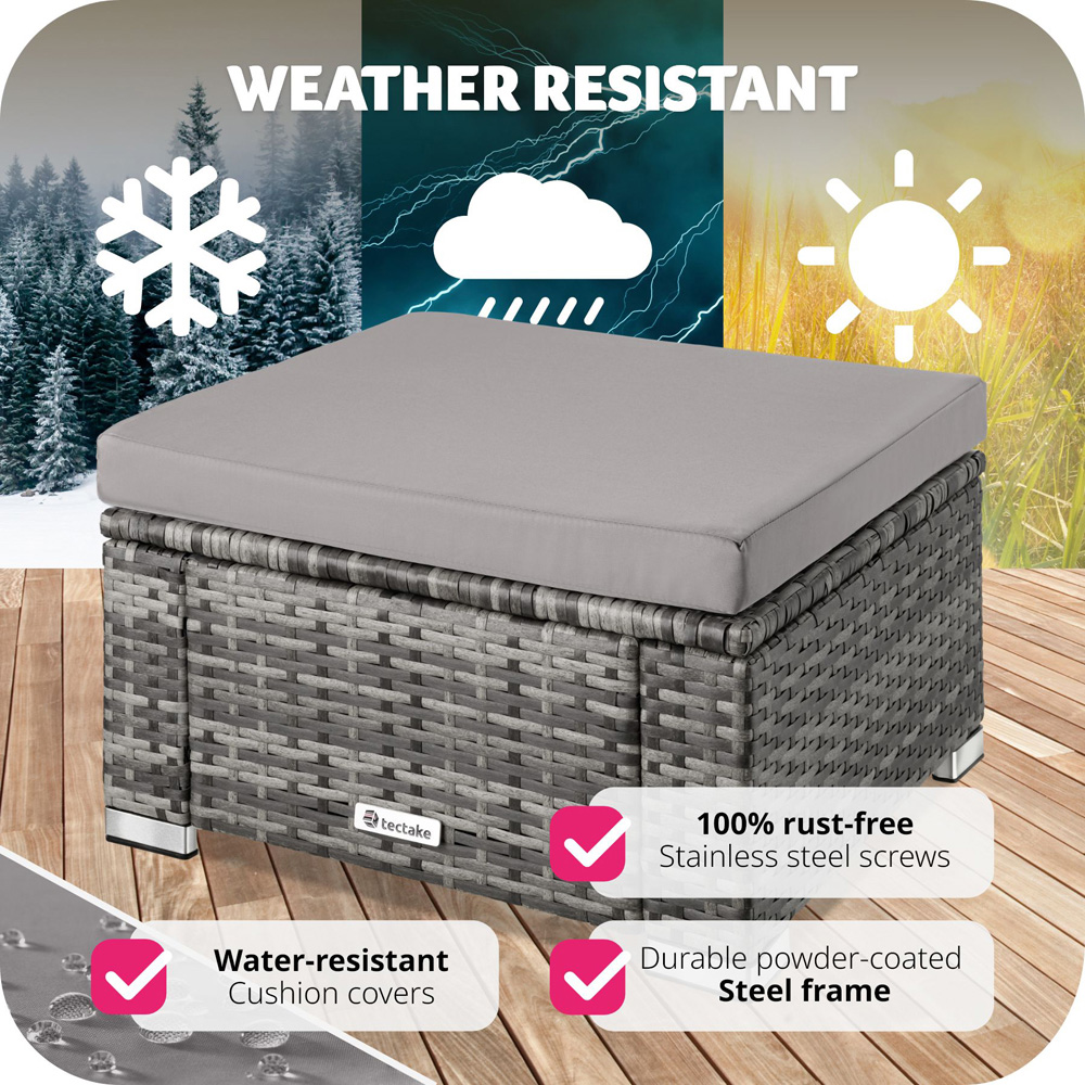 tectake Bitonto Grey Polyrattan Footstool Image 6