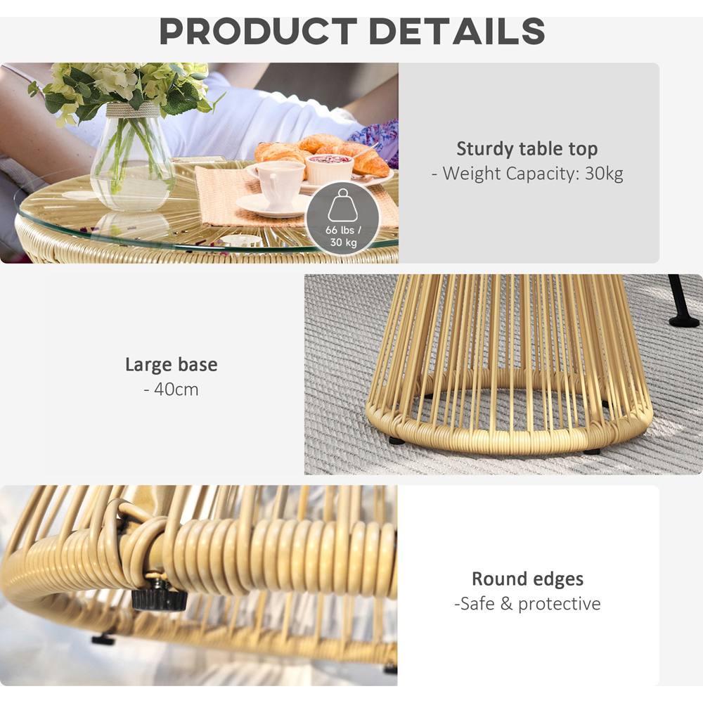 Outsunny Natural Rattan Hollow Drum Design Round End Table Image 6