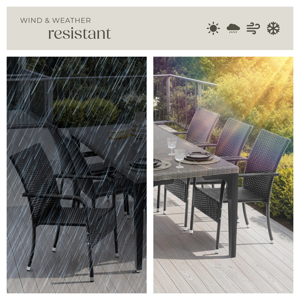 tectake Girona Set of 8 Garden Polyrattan Stackable Chair Image 7