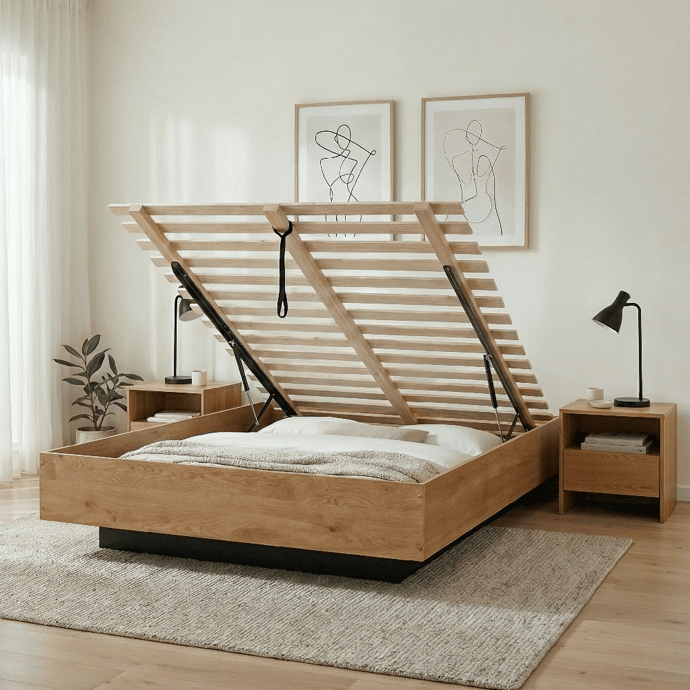 Noa and Nani Koping Double Natural Pine Ottoman Bed | Homebase