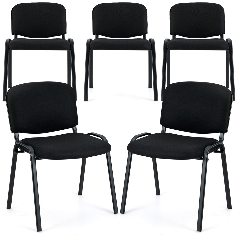 Costway Set of 5 Black Stackable Upholstered Armless Mesh Chair Image 3