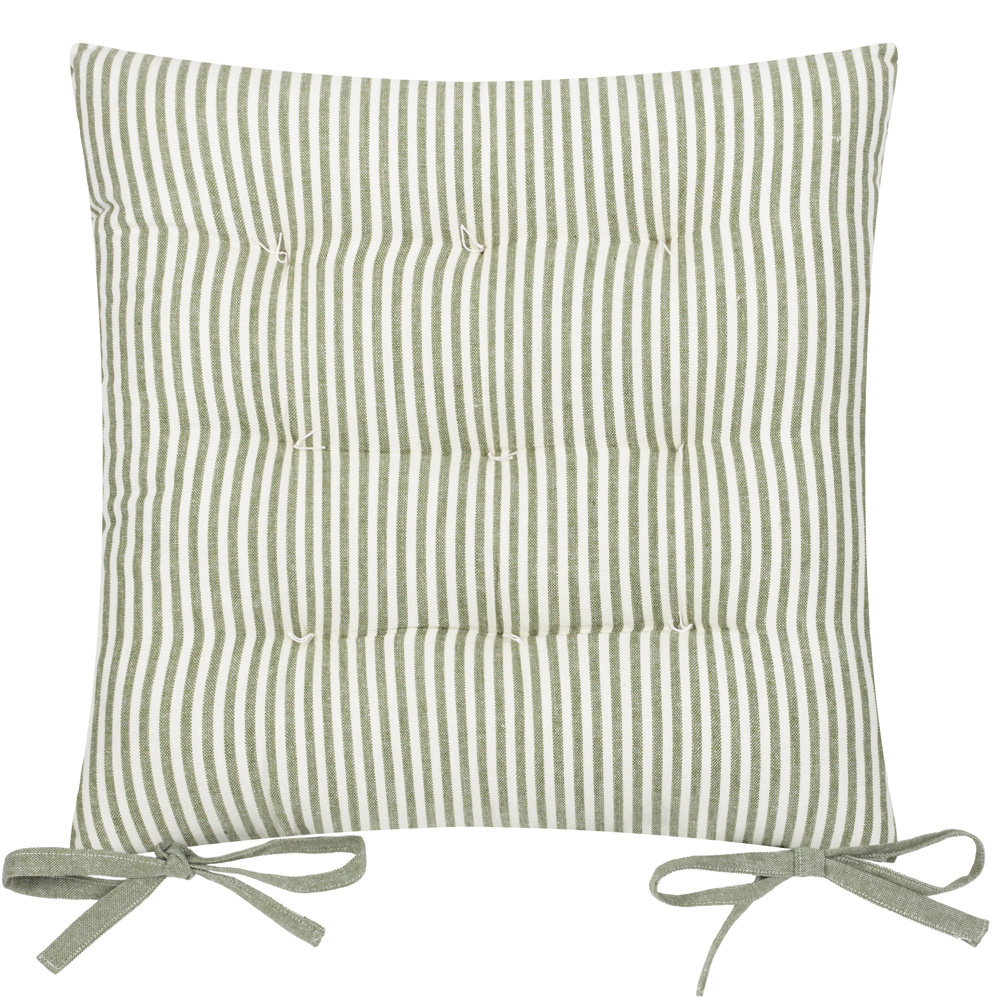 Yard Hayle Moss Striped Cotton Seat Pad 40 x 40cm 2 Pack Image 4