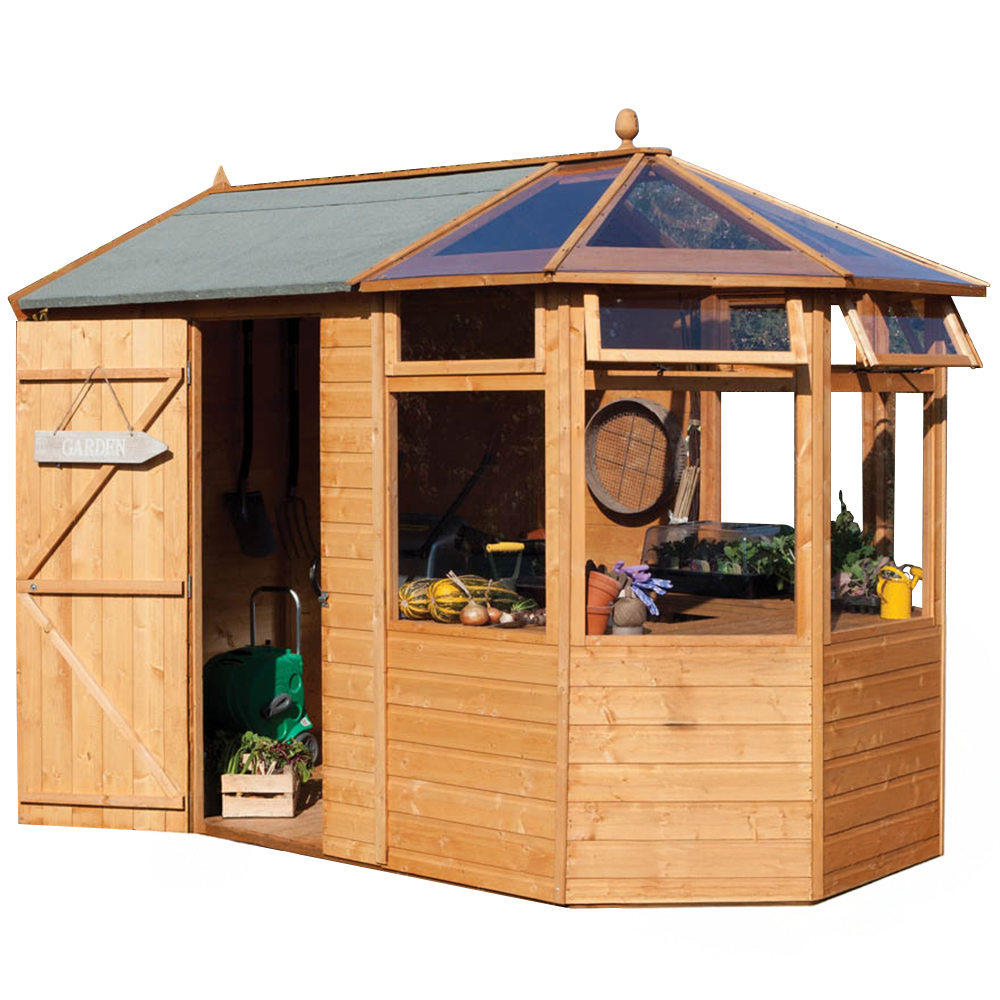 Rowlinson 6.7 x 10ft Brown Potting Garden Shed Image 1