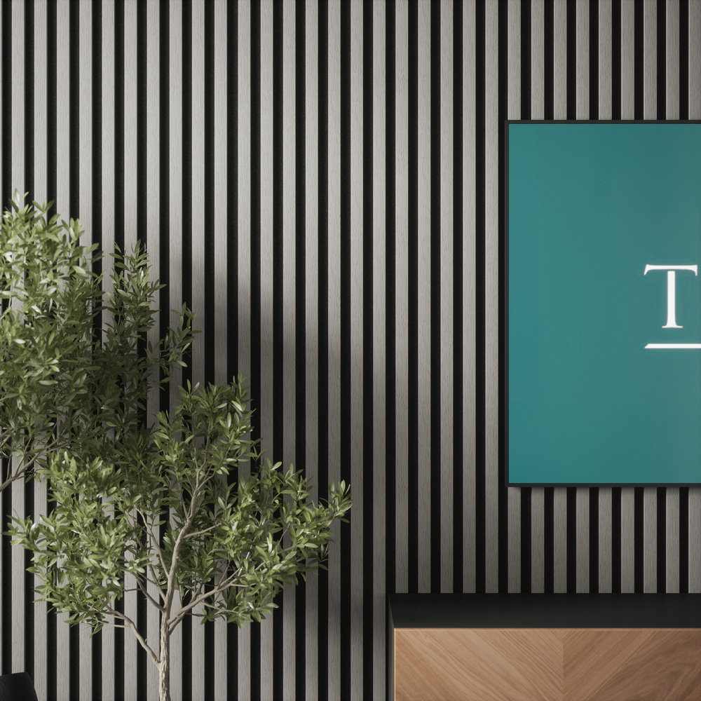 Tuscan Misty Grey PVC Wrapped Acoustic Wall Panel 240 x 60.8cm Image 4