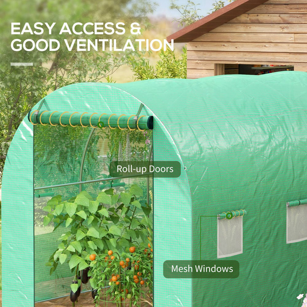 Outsunny Green PE Cover 3 x 2m Walk In Greenhouse with Sprinkler System Image 6