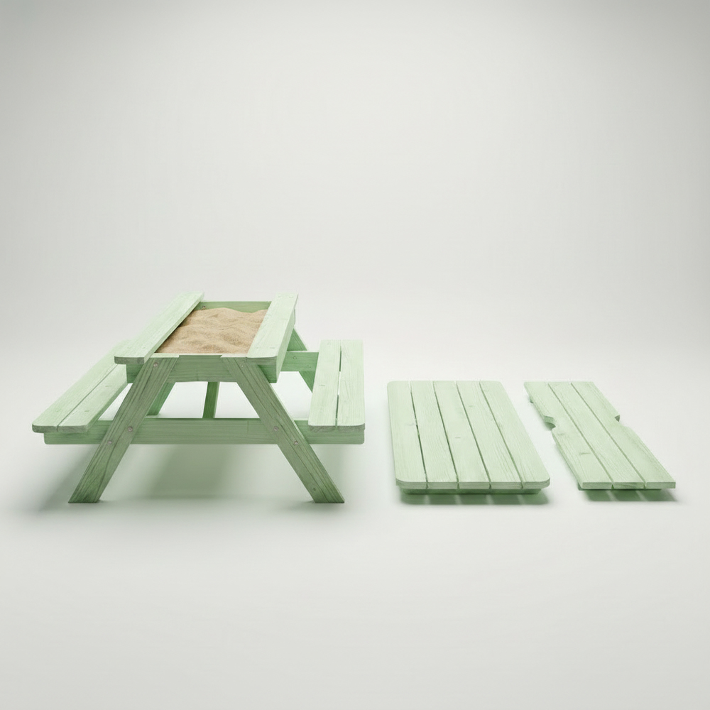AMATA Pastel Green Kids Wooden Garden Table with Interchangeable Top Image 2