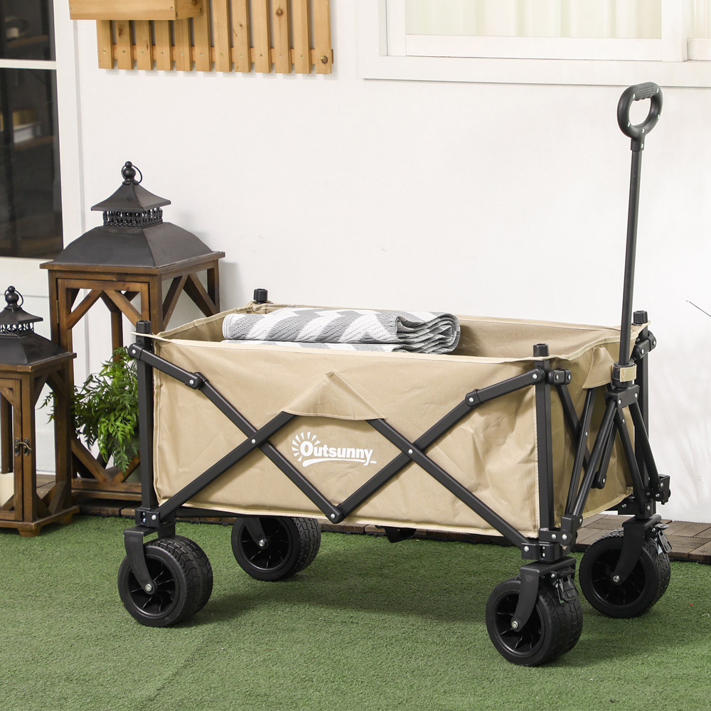Outsunny Khaki Folding Garden Trolley 120kg Image 2