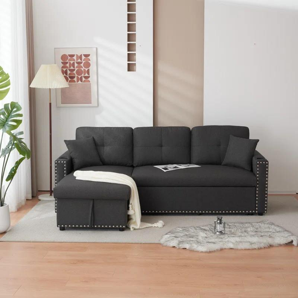 Kosy Koala 3 Seater Dark Grey Reversible Sectional Sofa Bed with Storage Chaise Image 8