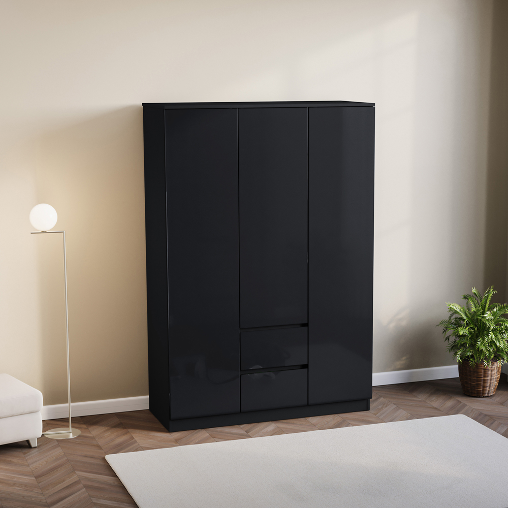 Vida Designs Glinton 3 Door 2 Drawer Black Wardrobe Image 5