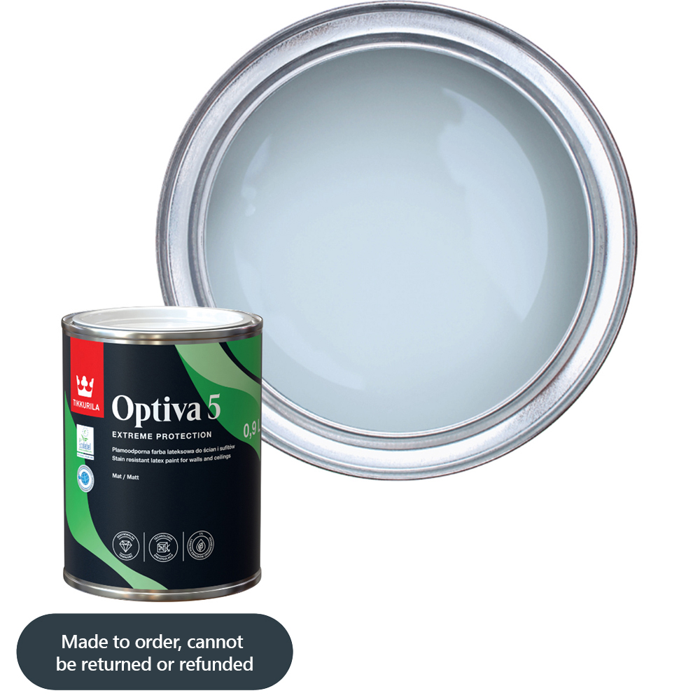 Tikkurila Optiva 5 Cumulus Y354 Walls and Ceilings Stain-Resistant Matt Emulsion 1L Image 1