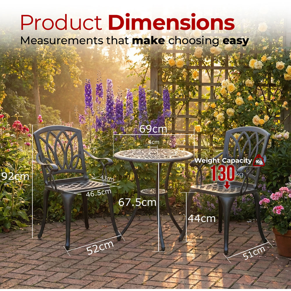 Centurion Supports Positano 2 Seater Grey Aluminium Bistro Set with Table Image 9