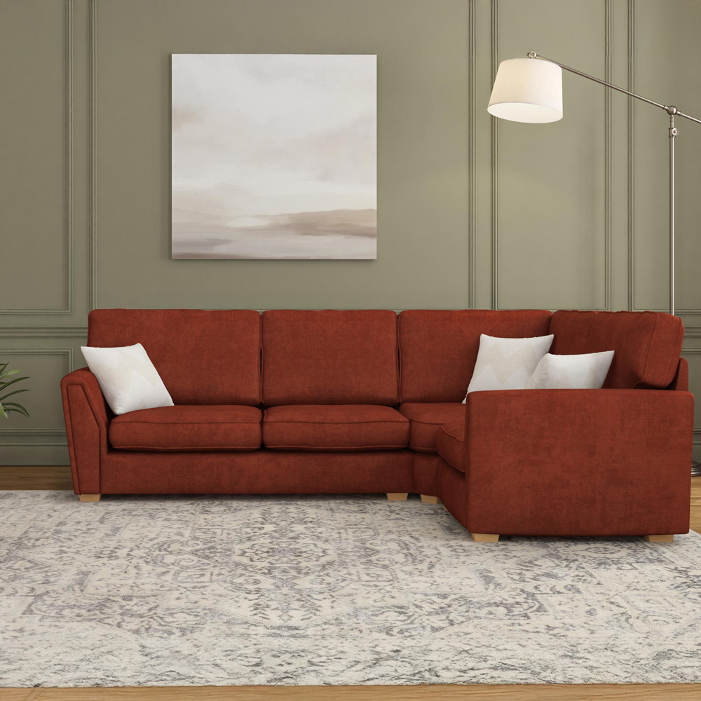 Wendleberry 3 Seater Marmalade Plush Velvet Fixed Back Right Hand Corner Sofa Image 5