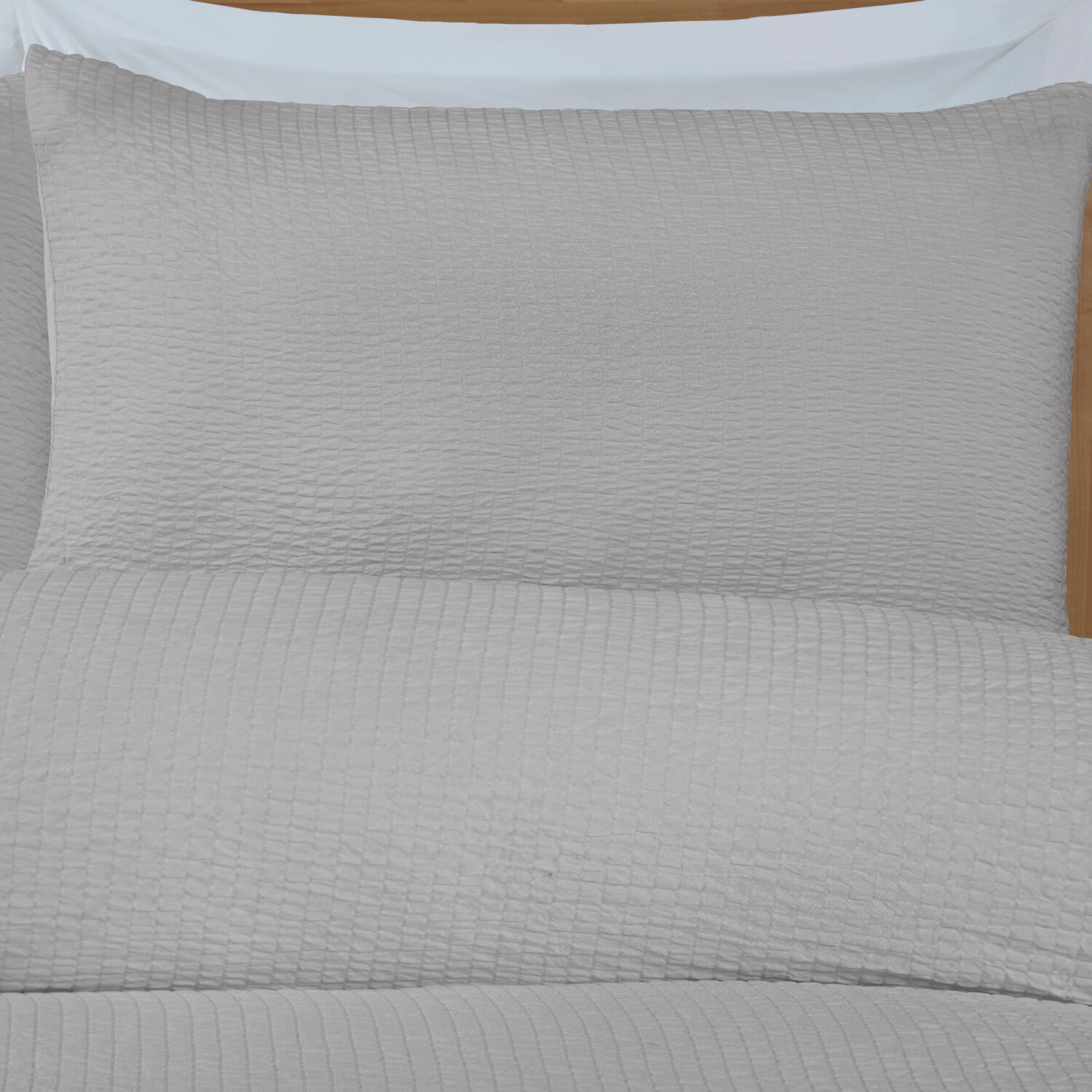 Seersucker Washable Duvet Set Silver King Image 4