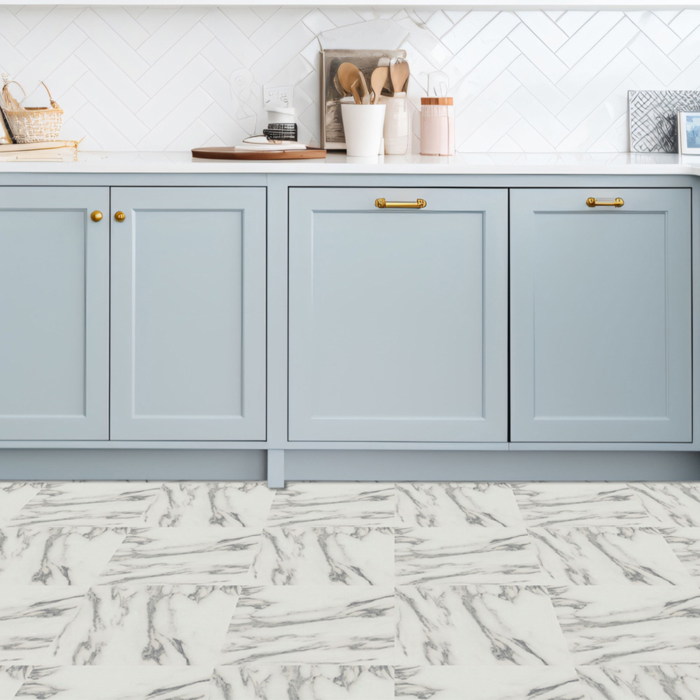 Arthouse ArtiFIX Mono Carrara Marble Effect Sticky Black Vinyl Floor Tile 10 Pack Image 4