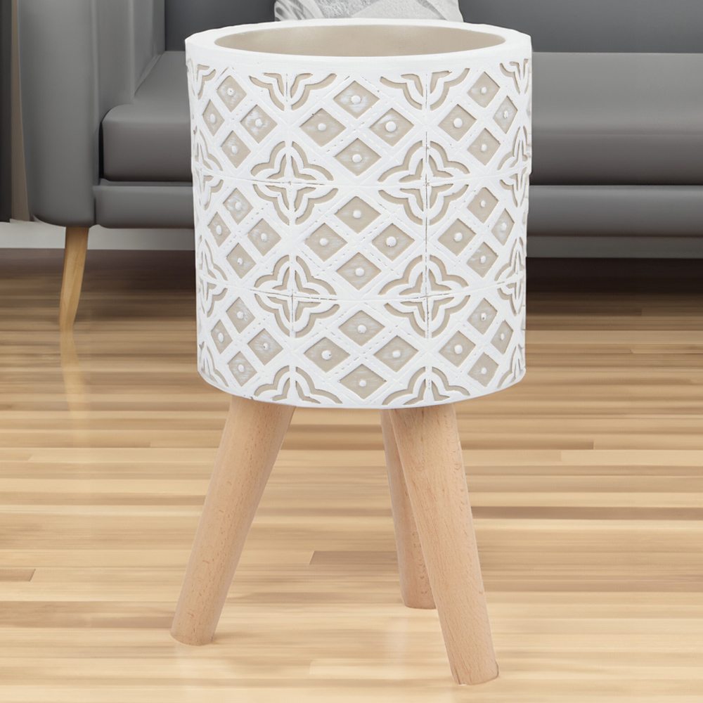 Taupe Tile Print Planter - Taupe Image 2