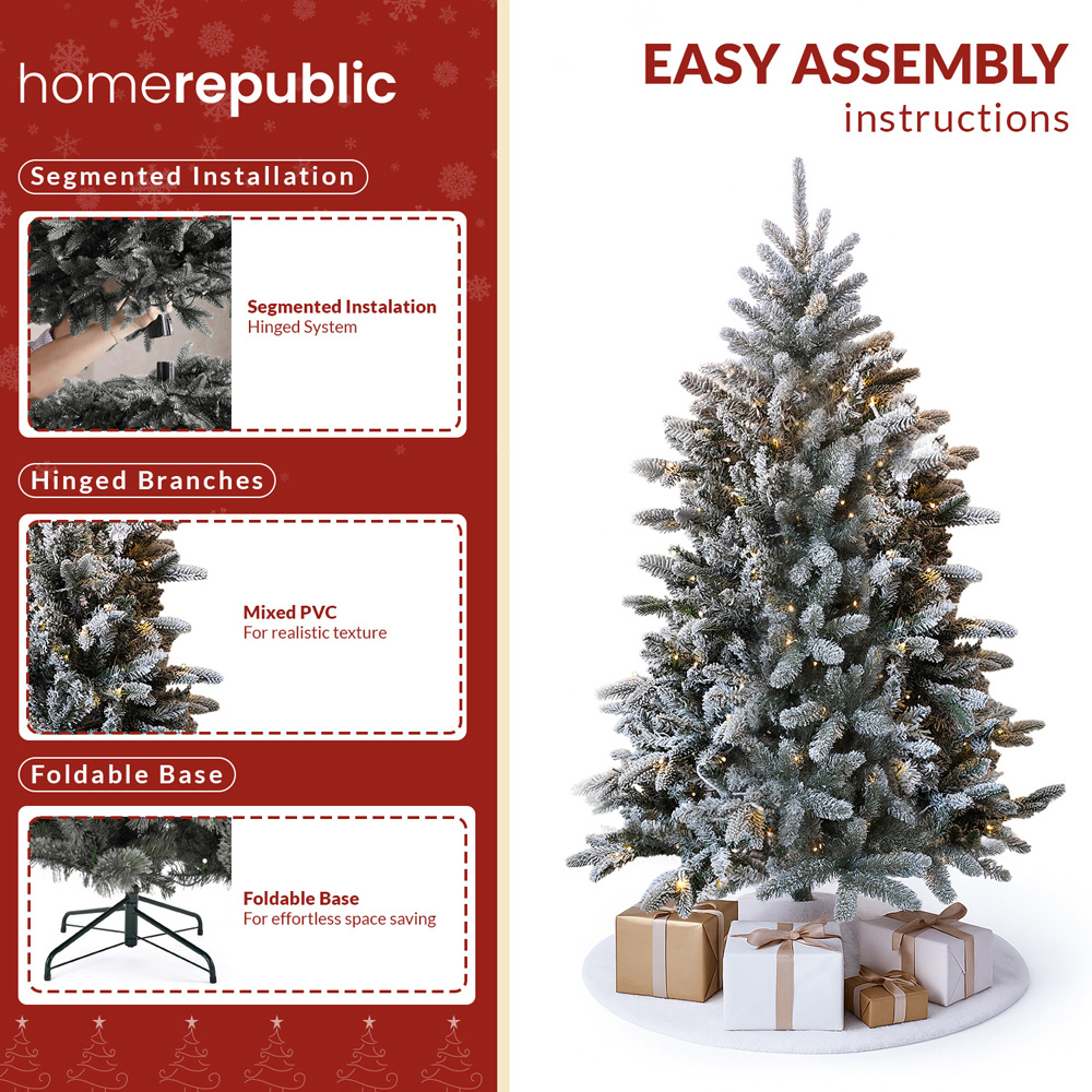 Noel Square Warm White LED Pre-Lit White Frosted Artificial Xmas Tree 5.9ft Image 4