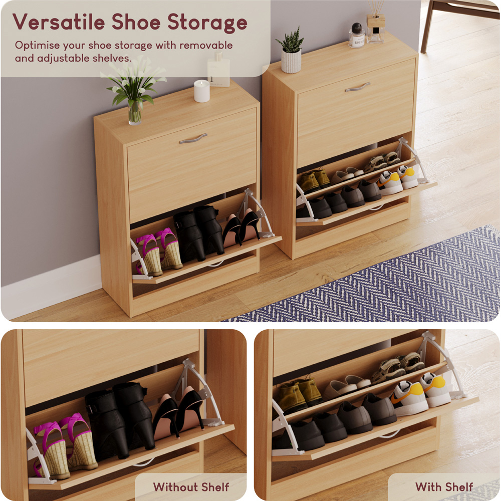 Vida Designs Pine Effect 2 Drawer Shoe Cabinet Image 6