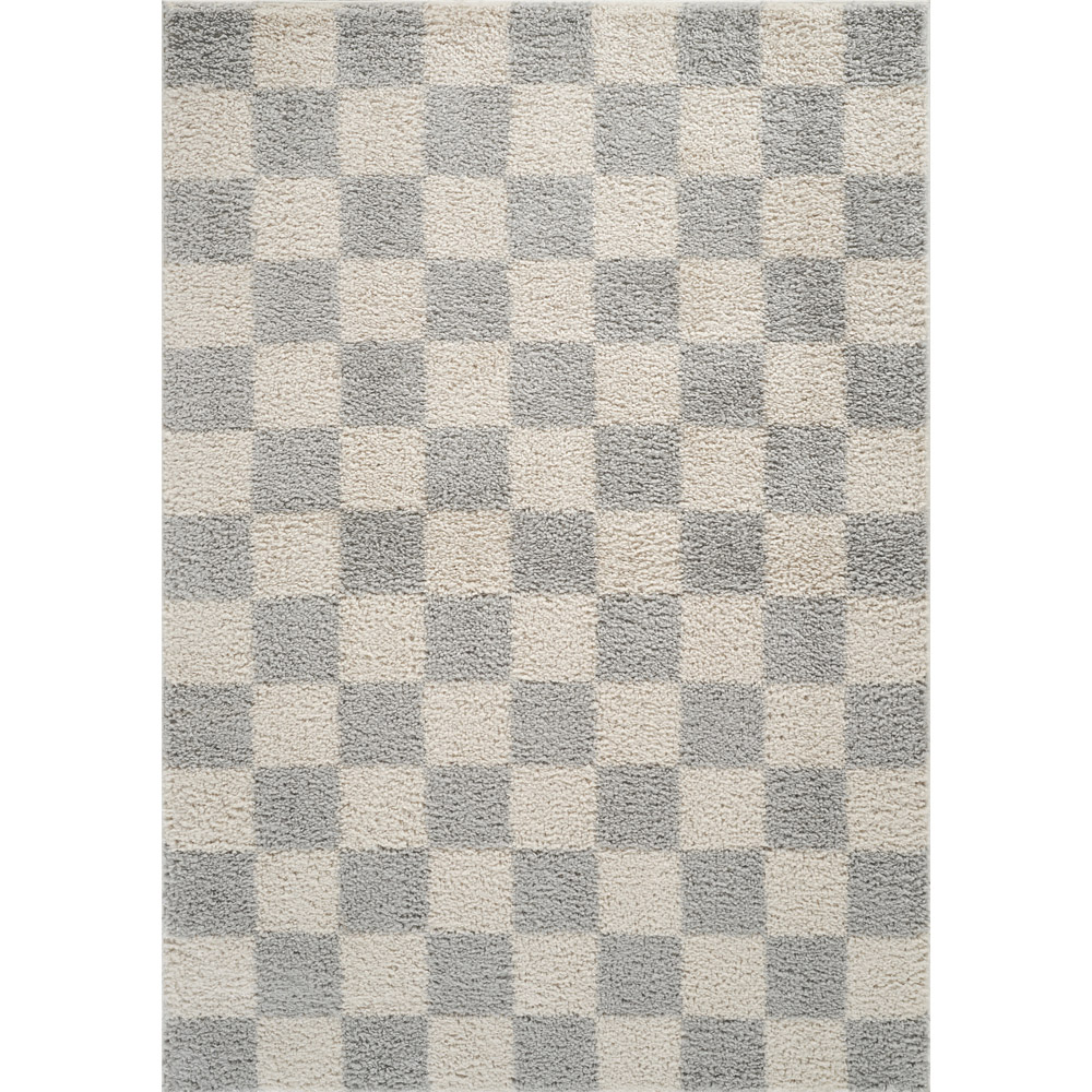Desire Rugs Chester Grey Shaggy Checkered Rug 60 x 220cm Image 5