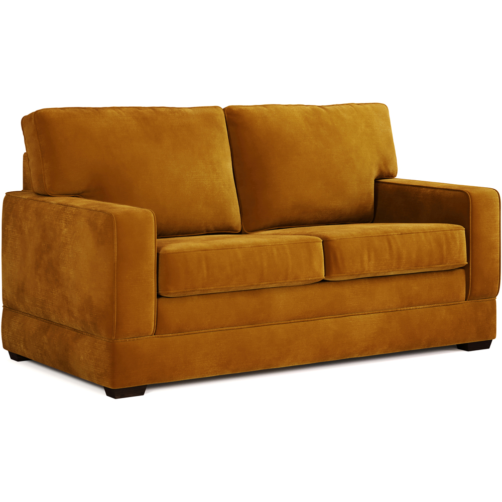 Jay-Be Urban 2 Seater Luxe Velvet Saffron Sofa Bed with e-Pocket Mattress Image 2