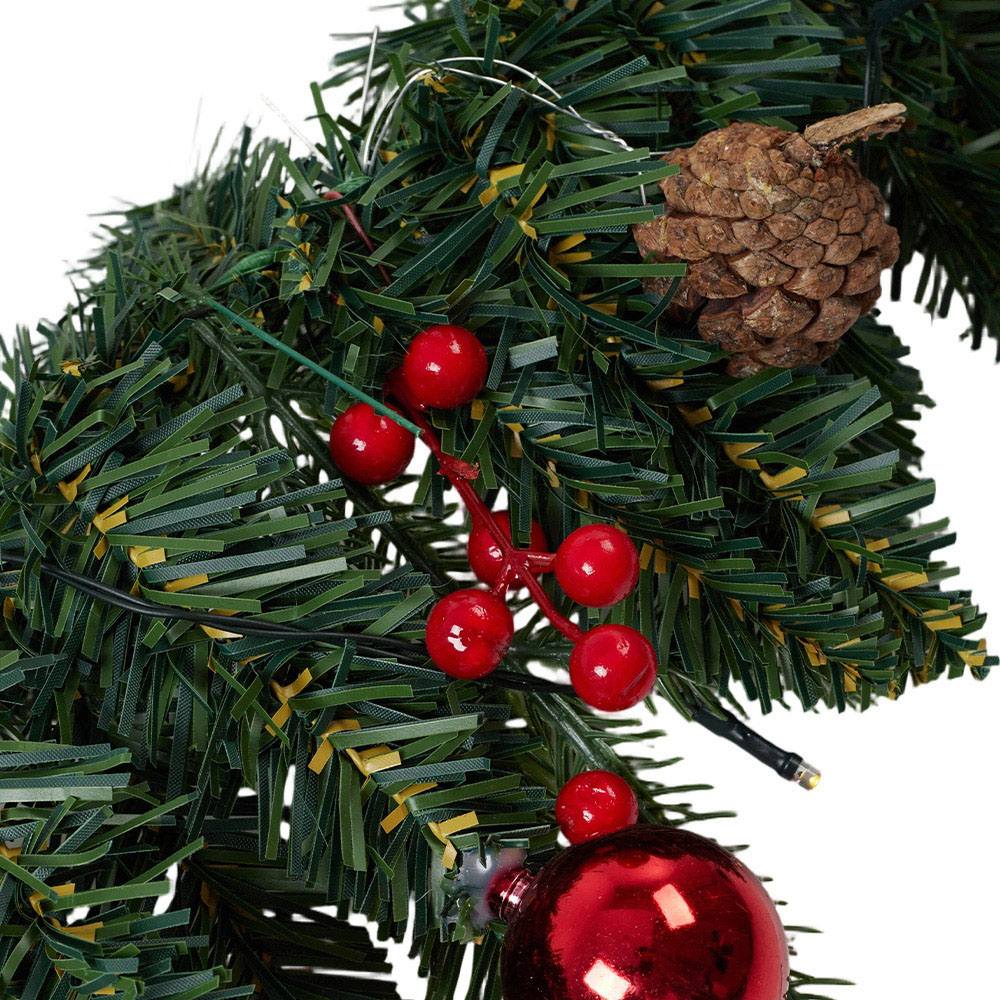 Living and Home LED Christmas Wreath with Berries Ornaments and Pinecone 270cm Image 4