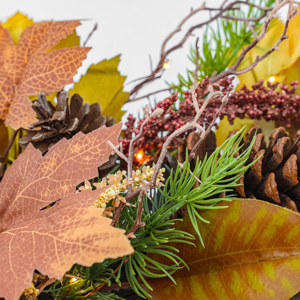 Norfolk Rustic Woodland 75 Warm White LED Christmas Wreath with Pinecones and Twigs 66cm Image 8