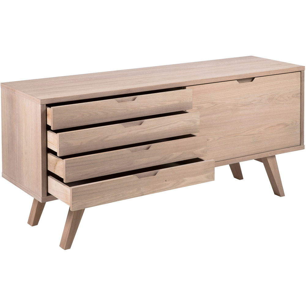 Florence A Line 4 Drawer Sliding Door White Oak Sideboard Image 5