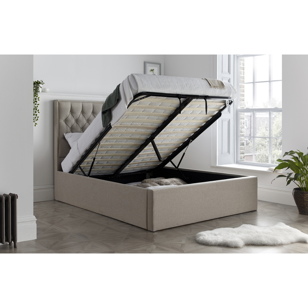 Wilson Double Oatmeal Fabric Ottoman Bed Image 6