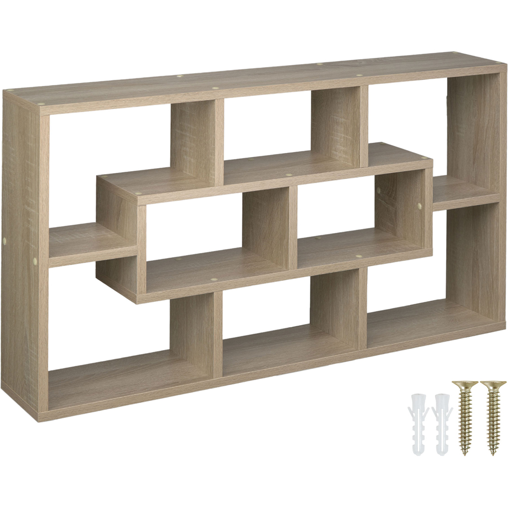 tectake Cassandra 8 Compartment Oak Sonoma Floating Shelf Image 5