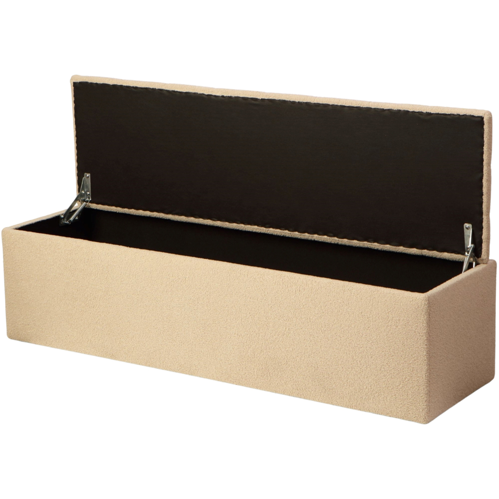 Desser Furniture Large Rectangular Latte Boucle Fabric Storage Ottoman Image 5