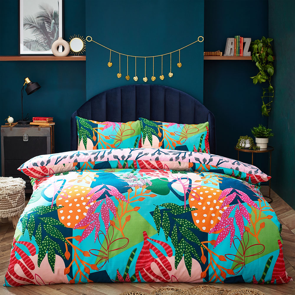 furn. Coralina Single Multicolour Tropical Palm Duvet Cover Set Image 7