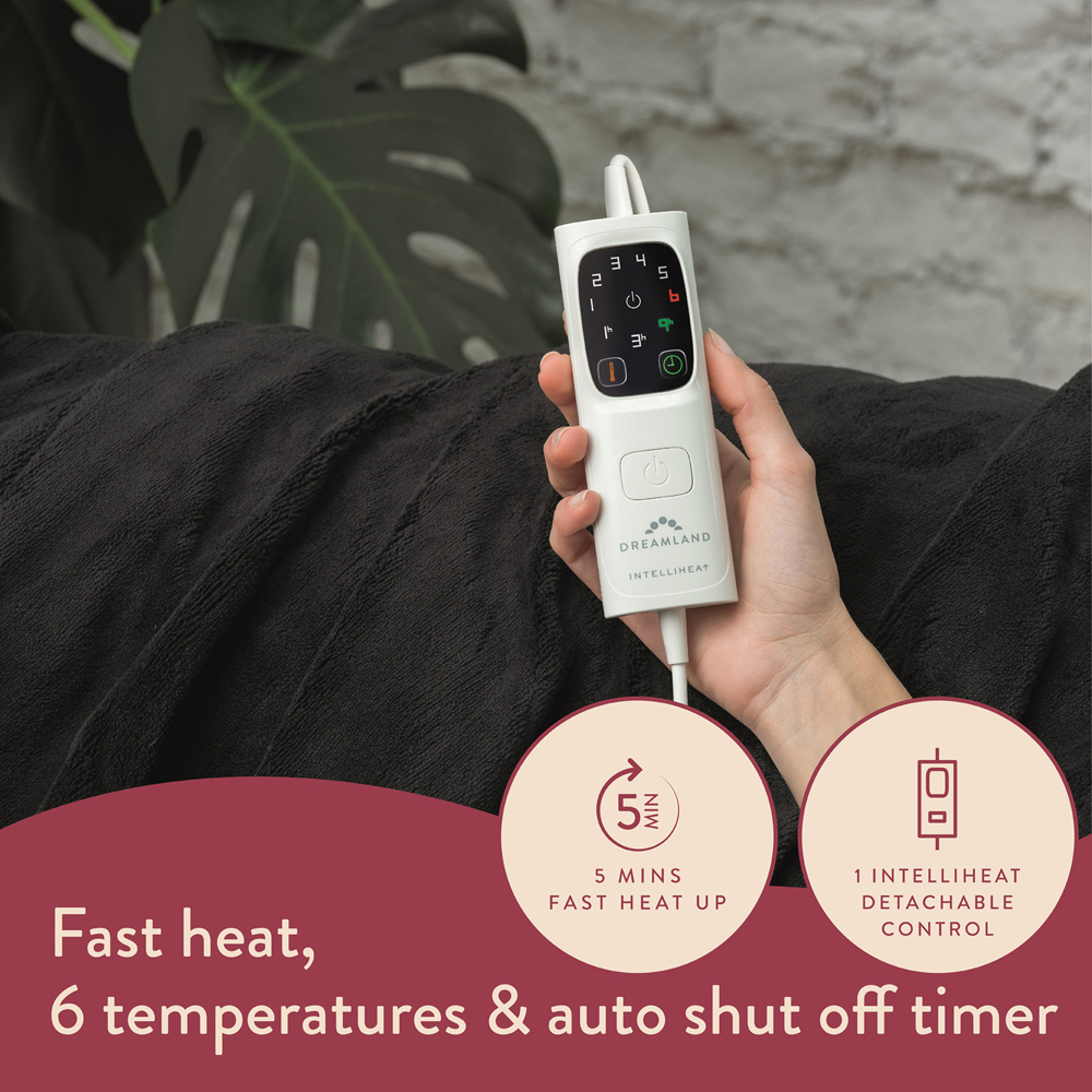 Dreamland Snuggle Up Black Velvet Heated Throw 120 x 160cm Image 6