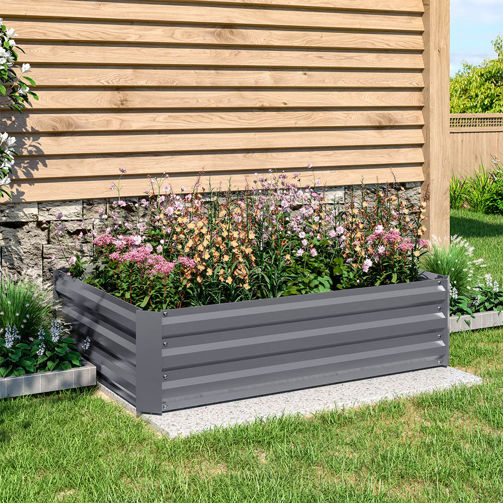 Living and Home 3.9 x 2.9ft Grey Rectangle Weather Resistant Steel Raised Garden Bed Image 8